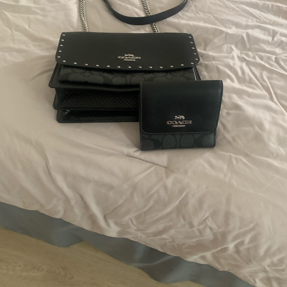 Coach Black Shoulder Bag and Wallet Set